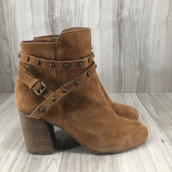 BP Ankle Boots Womens 8M Brown Suede Zip Booties - Picture 1 of 11